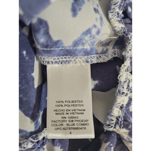 Peter Som Splatter Belted Shirt Dress Blue Combo Size 8 - Picture 8 of 9